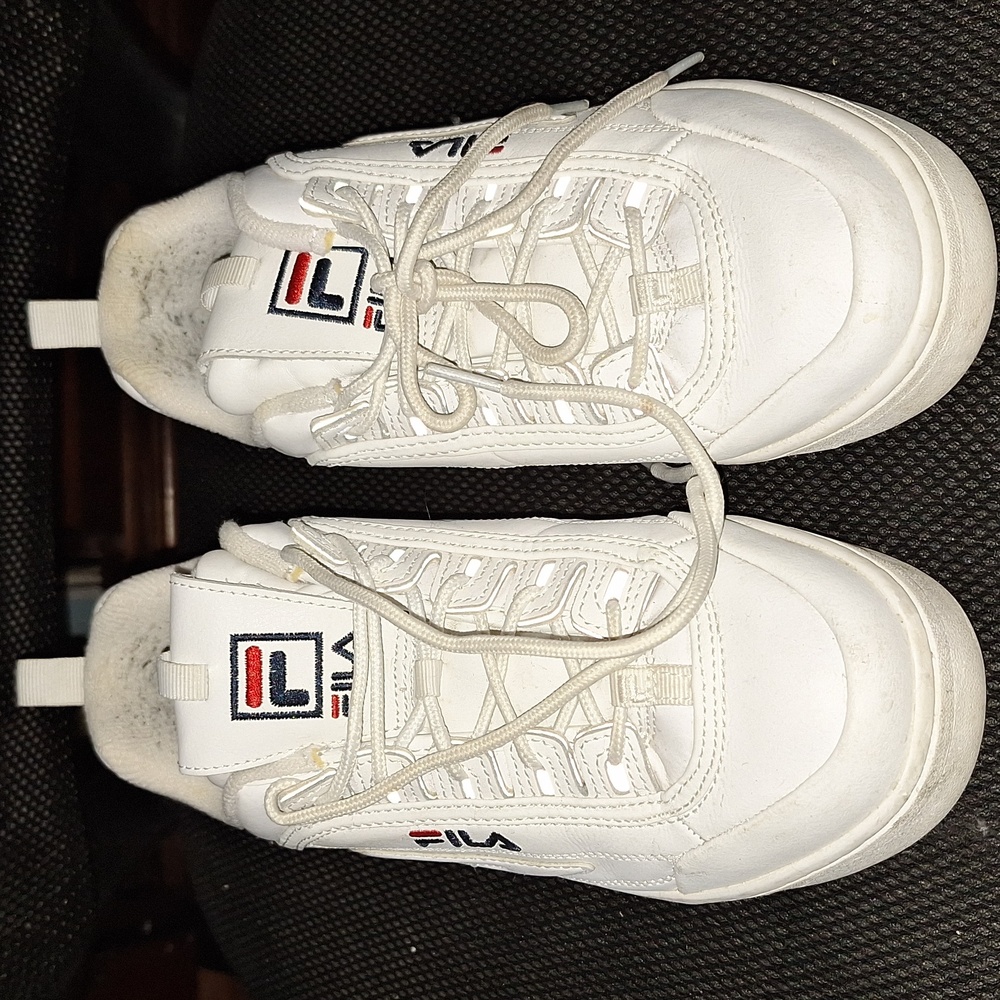 Fila Women's White Sneakers with Blue and Red Accents